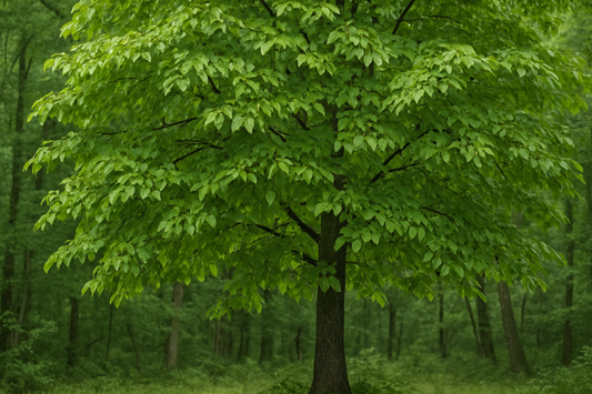 wild cherry tree with leaves